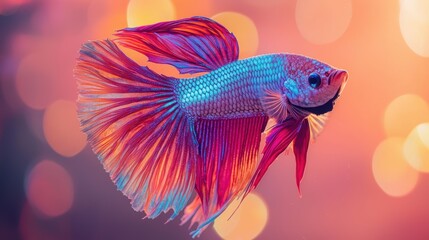 Fototapeta premium Colorful Betta Fish Swimming in Vibrant Background