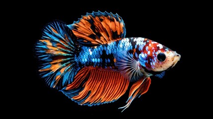 Fototapeta premium Colorful Betta Fish on Black Background