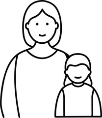 Imaginative Play Child and mother Vector Drawing for Kids Coloring

