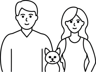 Joyful Nuclear Family with Pets Vector Illustration for Kids
