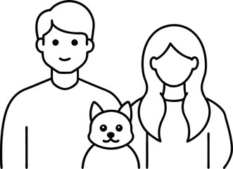 Loving Nuclear Family with Pets Vector Drawing for Children
