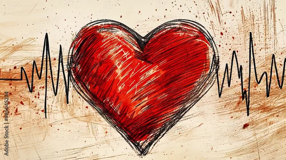 Leinwandbilder an artistic representation of a red heart intertwined with an ecg line, conveying the connection bet