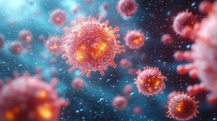 Realistic Microscopic Molecular 3D Medical Background. Pathological Viruses and Bacterias Microbiology Banner for Medicine Designs.