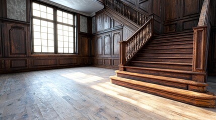 Elegant Wooden Staircase in Classic Vintage Interior