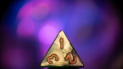 RPG dice, beautiful RPG dice in detail with colorful background, selective focus.