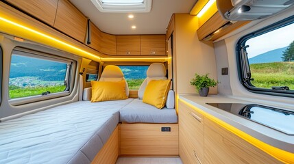 Cozy Interior of a Modern Camper Van