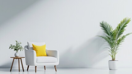 Cozy Living Room with Modern Chair and Greenery