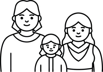 Traditional Asian Family Vector Illustration for Cultural Representation
