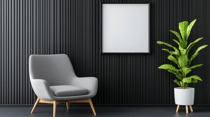 Modern Living Room with Chair and Indoor Plant