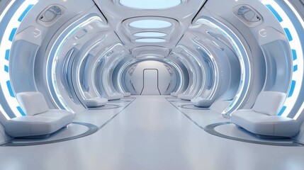 Futuristic Interior of a Sleek Space Pod