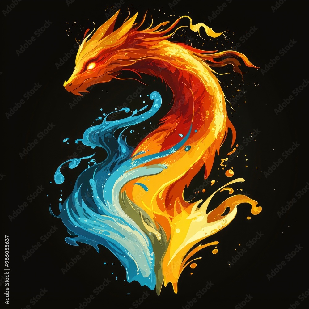 Canvas Prints fire and water dragon