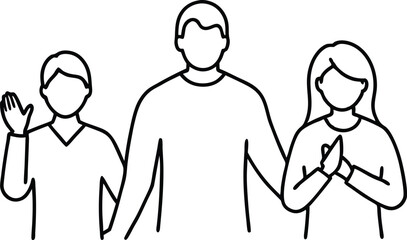 Kids Discovering Sign Language with Family Vector Art for Inclusivity
