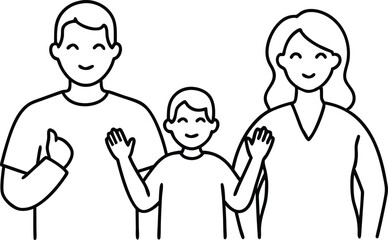 Sign Language Family Fun Vector Art Teaching Communication to Kids
