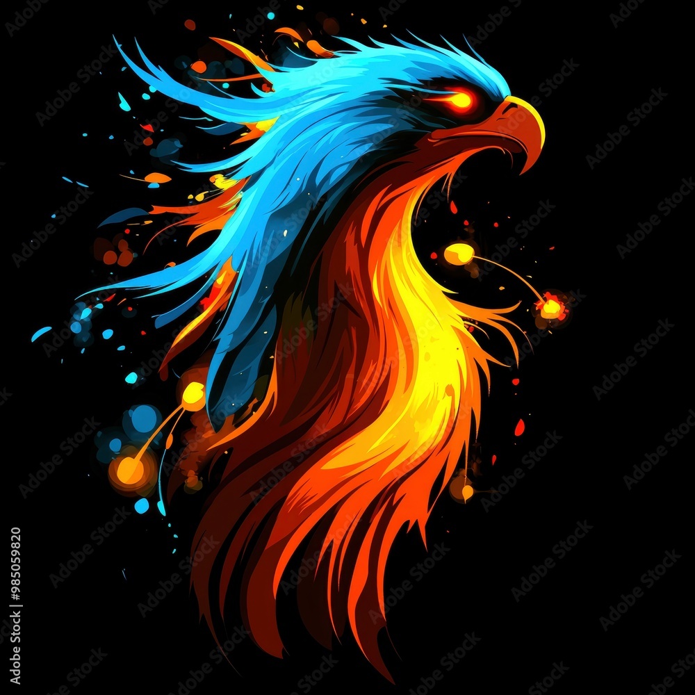 Wall mural fiery phoenix illustration