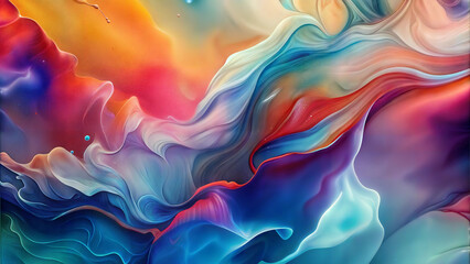 Fototapeta premium Colorful fluid abstract art with dynamic waves and vibrant hues in soft texture