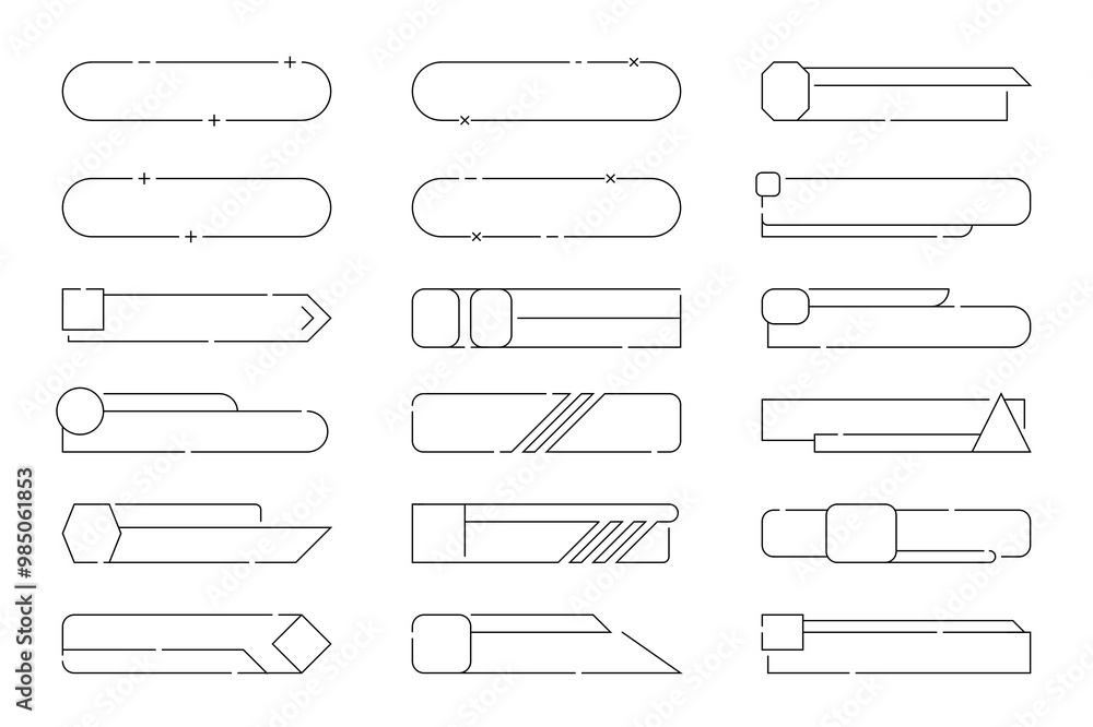 Poster frame templates with simple shapes with transparent background
