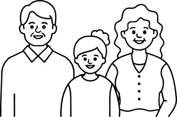 Grandparents and Family Fun Vector Art for Children Coloring Pages
