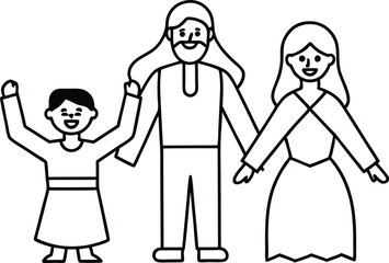 Family Celebrating Cultural Traditions Vector Illustration for Kids
