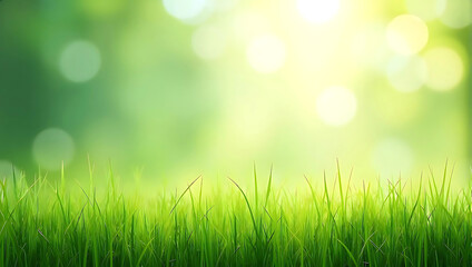 Obraz premium Fresh Green Grass Field with Soft Bokeh Background