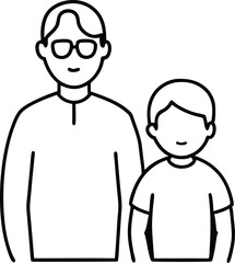 Loving Bond Child with Visually Impaired Parent Vector Art for Awareness
