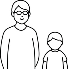 Child and Visually Impaired Parent Vector Illustration for Heartwarming Connection
