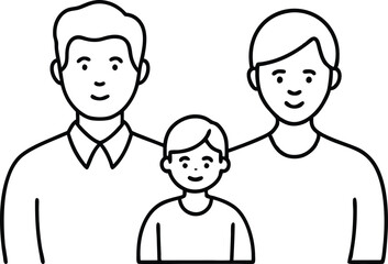 Joyful Child with Parents Vector Illustration for Kids Coloring Fun
