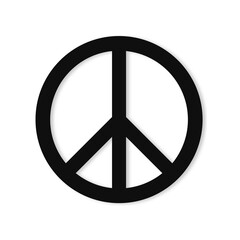 Black icon of the international symbol of peace, peace sign Pacific is on a transparent background. Emblem of the anti military movement, no war sign	

