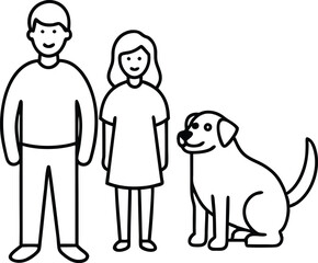Family Outing with Child and Service Dog Vector Illustration for Kids
