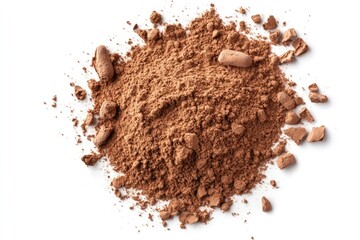 Cocoa powder isolated on white background  top view