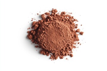 Cocoa powder isolated on white background  top view
