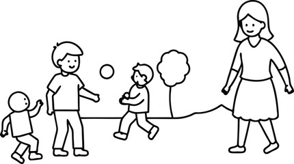 Caring Family and Friends Around Child Vector Drawing for Kids Art
