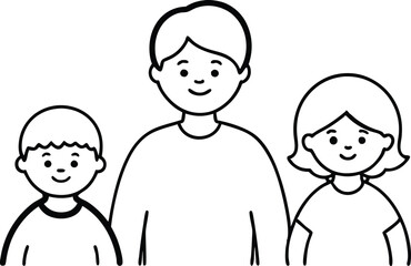Cherished Bonds Child with Adoptive Siblings Vector Illustration
