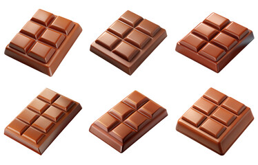 PNG chocolate bar 3d collection, in cartoon style minimal on transparent, white background, isolate
