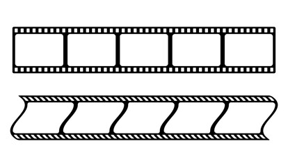 35mm film strip vector design with 5 frames on white background. Black film reel symbol illustration to use for photography, television, cinema, photo frame.