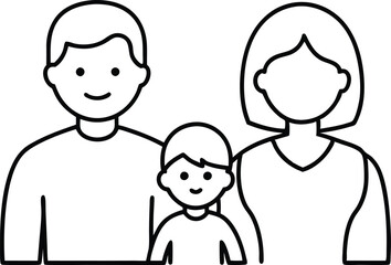 Happy Family Parents with Child Vector Illustration for Kids
