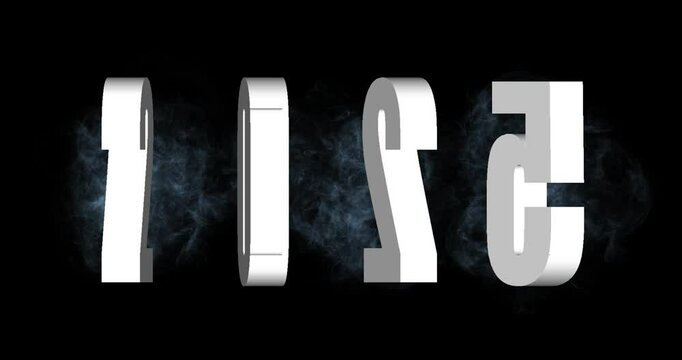 2025 Happy New Year 3d text rotating animation in white Color with alpha matte to remove or replace the background. Animated text that says Happy New Year 2025.  3D Illustration