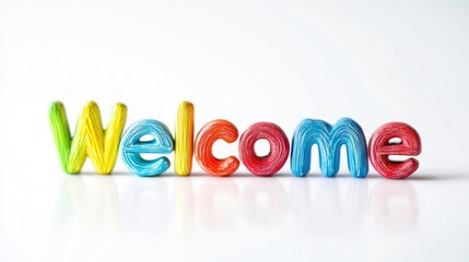 Colourful Welcome word on white background. Greeting text for events, websites, weddings and hospitality business