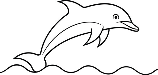 Energetic Dolphin Leaping Vector Illustration for Kids Creative Coloring
