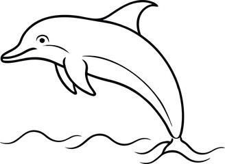 Joyful Dolphin Jumping Vector Illustration for Kids Coloring Adventure

