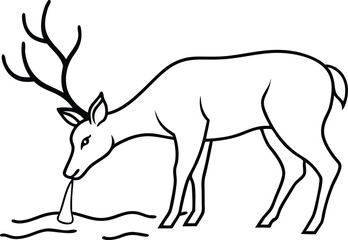 Majestic Deer at the Waterhole Vector Art for Kids Coloring Fun
