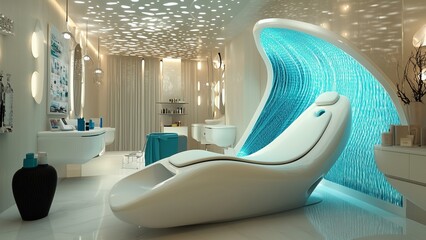 Futuristic Beauty Spa with Sleek Minimalist Design - Generative AI