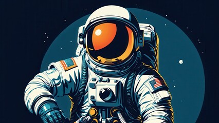 An astronaut in space, showcasing exploration and technology against a cosmic backdrop.