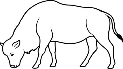 Peaceful Bison Grazing Scene Vector Art for Wildlife Enthusiasts
