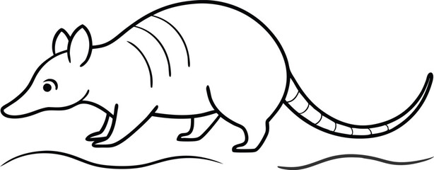 Armadillo Walking on a Dusty Path Fun Vector Illustration for Kids
