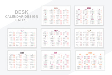 Desk calendar 2025 - 2032 years simple unique set collection design template