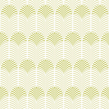 Light Green Art Deco Palm Frond Engraving Seamless Vector Repeat Pattern
