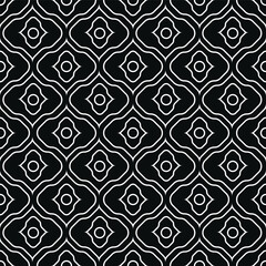 Black and White Elegant Wide Ogee Seamless Vector Repeat Pattern