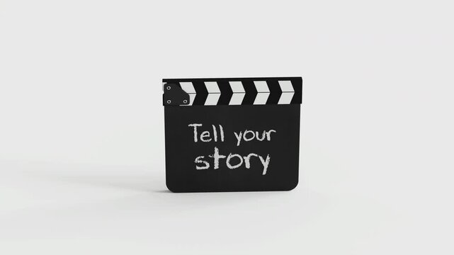 tell your story- text title on film slate clapper board