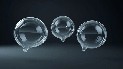 Clear glass chat bubbles designed for easy editing. These 3D speech bubbles come with space for your text and are perfect for infographics.