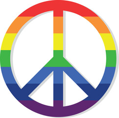Icon International symbol of peace logo is in rainbow colors on a transparent background. Peace emblem of the anti military movement	